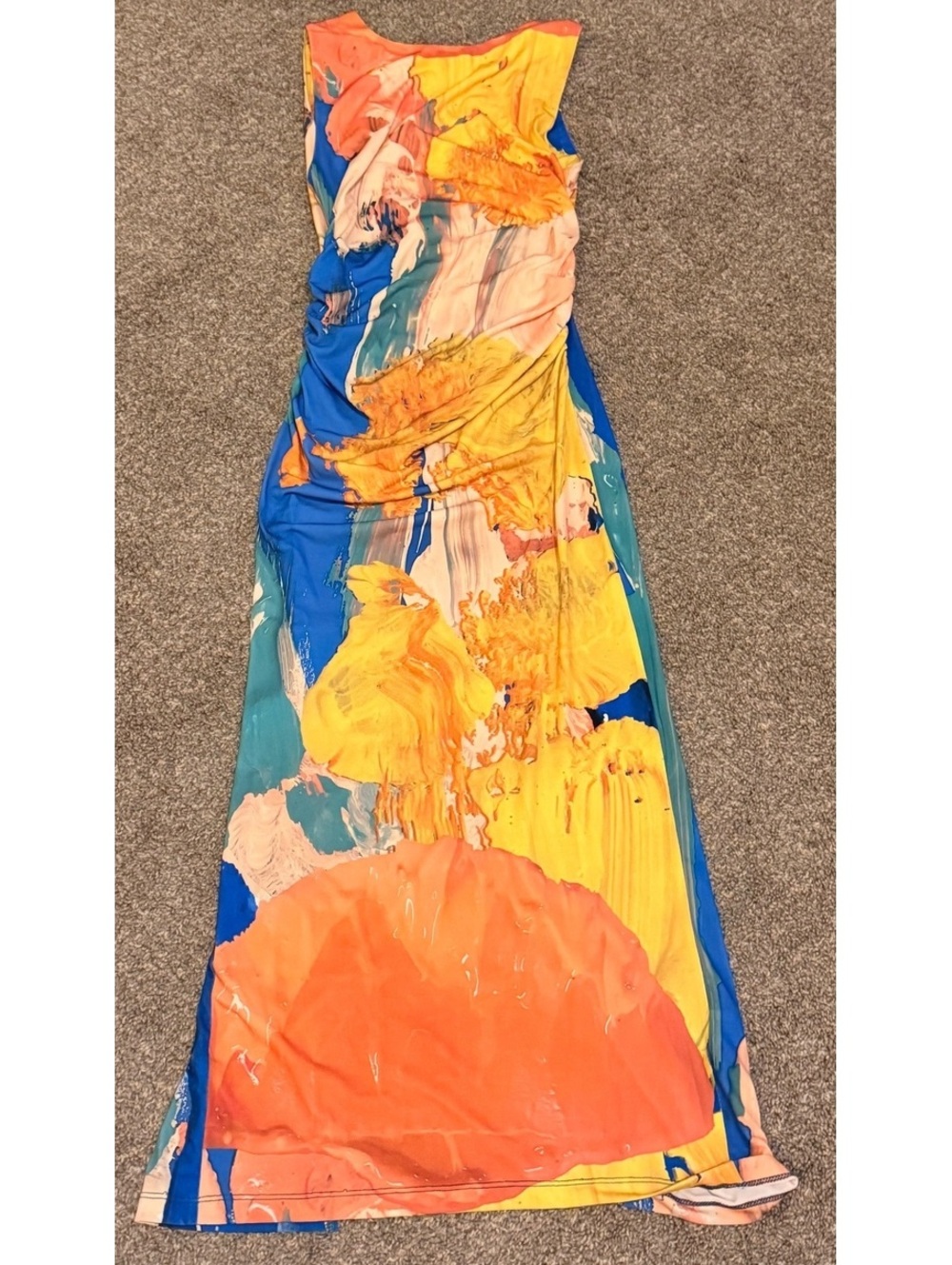 Zara Abstract Print Cutout Maxi Dress Size Small